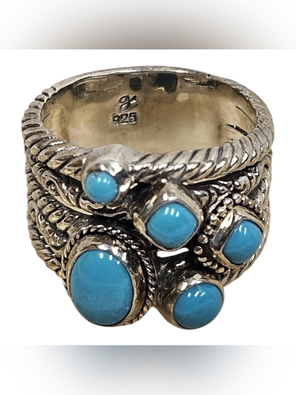 Samuel B. Sterling Silver Sleeping Beauty Turquoise Ring Sz 10